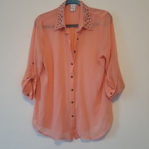 Coral Sheer Button up